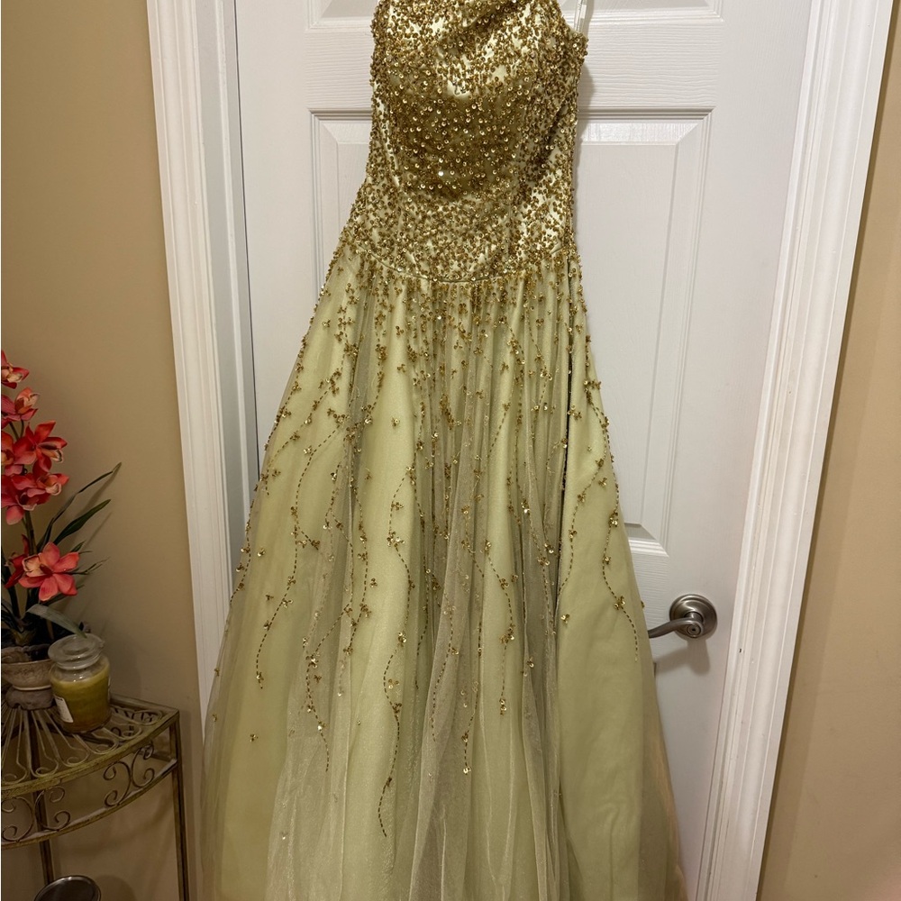 Alfred Angelo Gold Strapless Dress